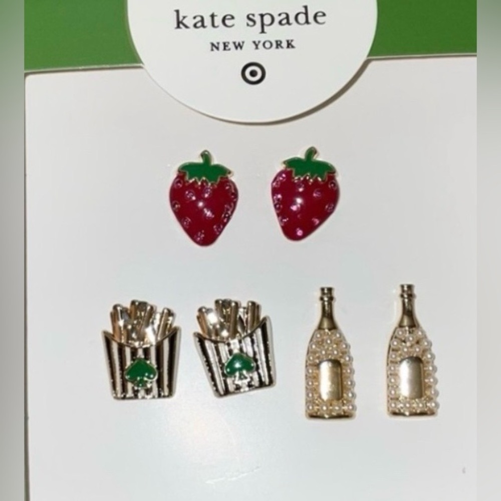 PICK (1) KATE SPADE NEW YORK STUD EARRING DAISY,CUP,FRIES,SUNGLASSES,STRAWBERRY - Picture 2 of 9